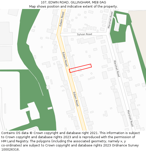 107, EDWIN ROAD, GILLINGHAM, ME8 0AG: Location map and indicative extent of plot