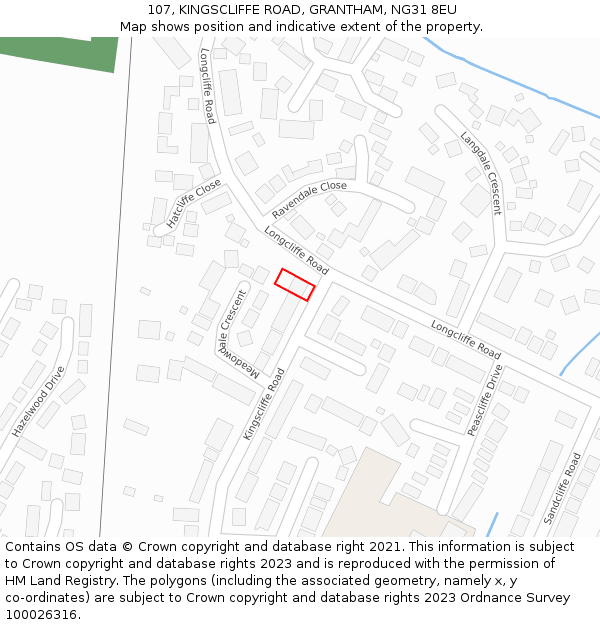 107, KINGSCLIFFE ROAD, GRANTHAM, NG31 8EU: Location map and indicative extent of plot