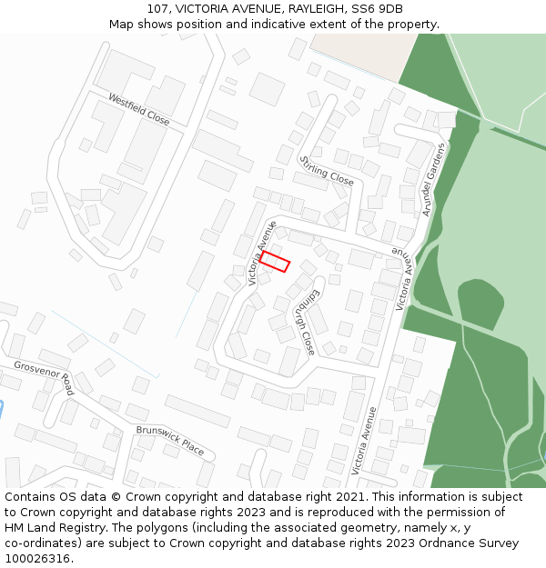 107, VICTORIA AVENUE, RAYLEIGH, SS6 9DB: Location map and indicative extent of plot