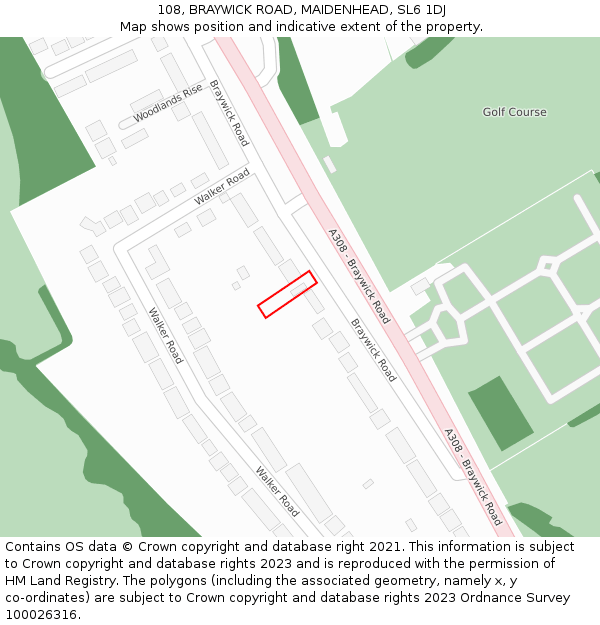 108, BRAYWICK ROAD, MAIDENHEAD, SL6 1DJ: Location map and indicative extent of plot