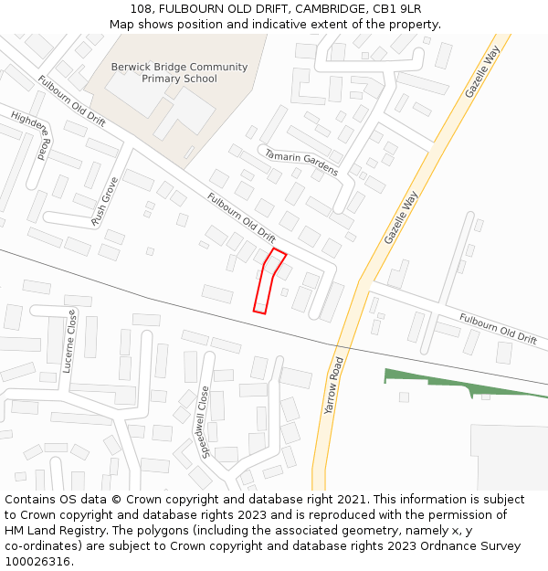 108, FULBOURN OLD DRIFT, CAMBRIDGE, CB1 9LR: Location map and indicative extent of plot