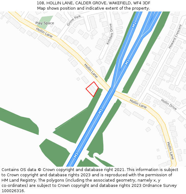 108, HOLLIN LANE, CALDER GROVE, WAKEFIELD, WF4 3DF: Location map and indicative extent of plot