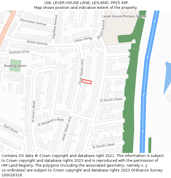 108, LEVER HOUSE LANE, LEYLAND, PR25 4XP: Location map and indicative extent of plot