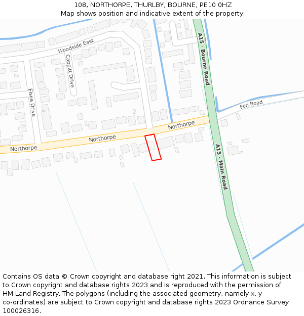 108, NORTHORPE, THURLBY, BOURNE, PE10 0HZ: Location map and indicative extent of plot