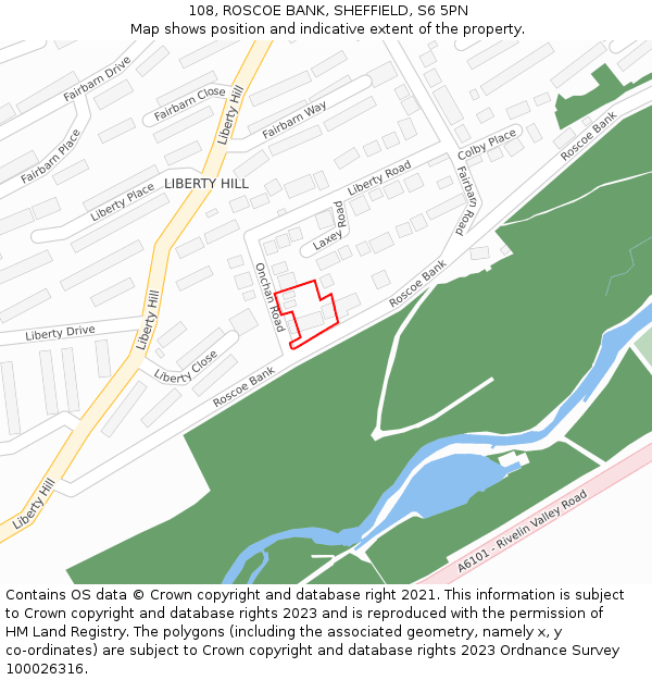 108, ROSCOE BANK, SHEFFIELD, S6 5PN: Location map and indicative extent of plot