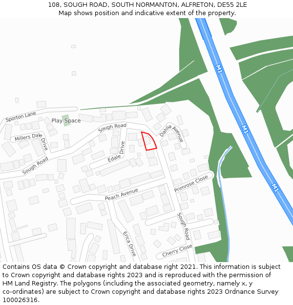 108, SOUGH ROAD, SOUTH NORMANTON, ALFRETON, DE55 2LE: Location map and indicative extent of plot