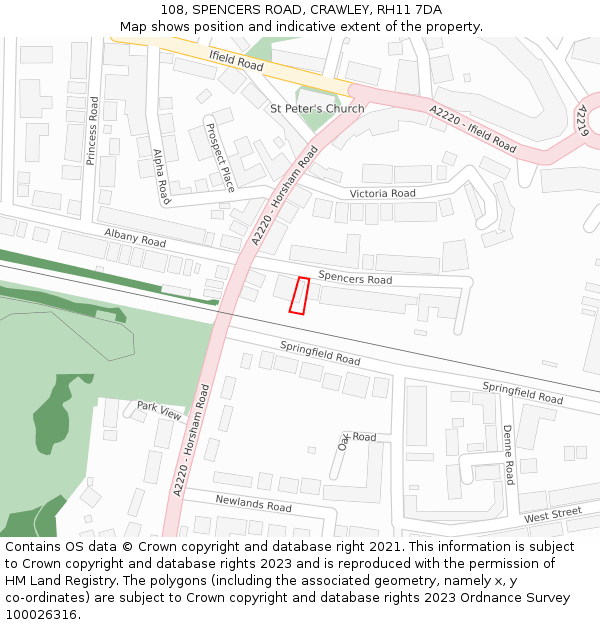 108, SPENCERS ROAD, CRAWLEY, RH11 7DA: Location map and indicative extent of plot