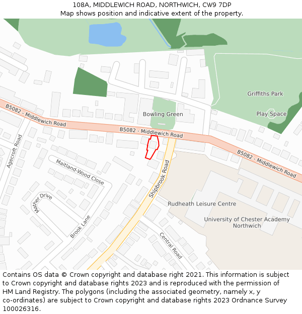 108A, MIDDLEWICH ROAD, NORTHWICH, CW9 7DP: Location map and indicative extent of plot