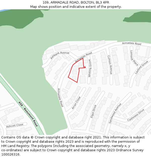 109, ARMADALE ROAD, BOLTON, BL3 4PR: Location map and indicative extent of plot
