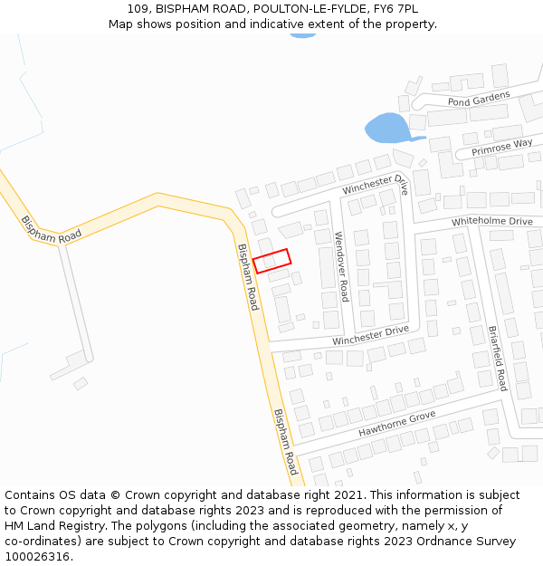 109, BISPHAM ROAD, POULTON-LE-FYLDE, FY6 7PL: Location map and indicative extent of plot