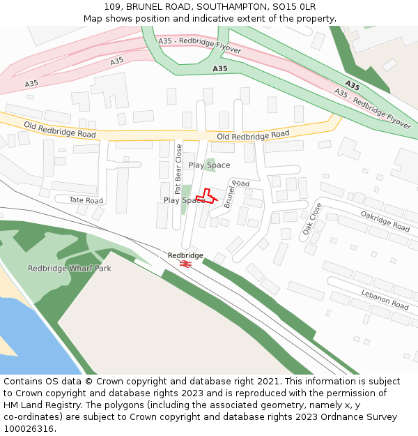 109, BRUNEL ROAD, SOUTHAMPTON, SO15 0LR: Location map and indicative extent of plot