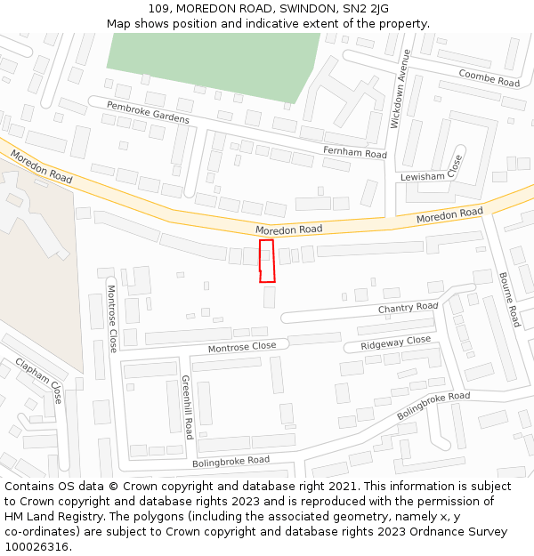109, MOREDON ROAD, SWINDON, SN2 2JG: Location map and indicative extent of plot