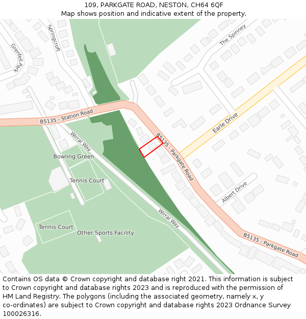 109, PARKGATE ROAD, NESTON, CH64 6QF: Location map and indicative extent of plot