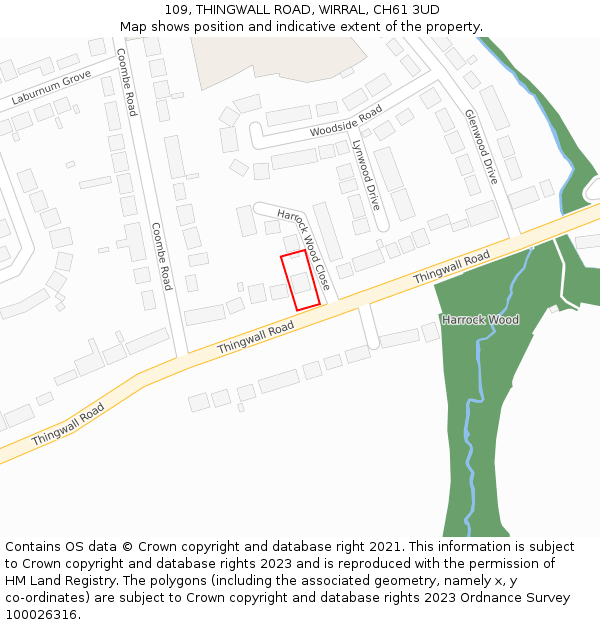 109, THINGWALL ROAD, WIRRAL, CH61 3UD: Location map and indicative extent of plot