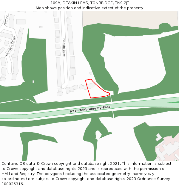 109A, DEAKIN LEAS, TONBRIDGE, TN9 2JT: Location map and indicative extent of plot