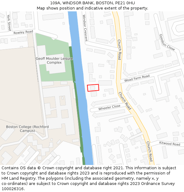 109A, WINDSOR BANK, BOSTON, PE21 0HU: Location map and indicative extent of plot