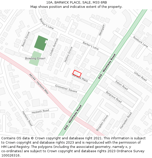 10A, BARWICK PLACE, SALE, M33 6RB: Location map and indicative extent of plot