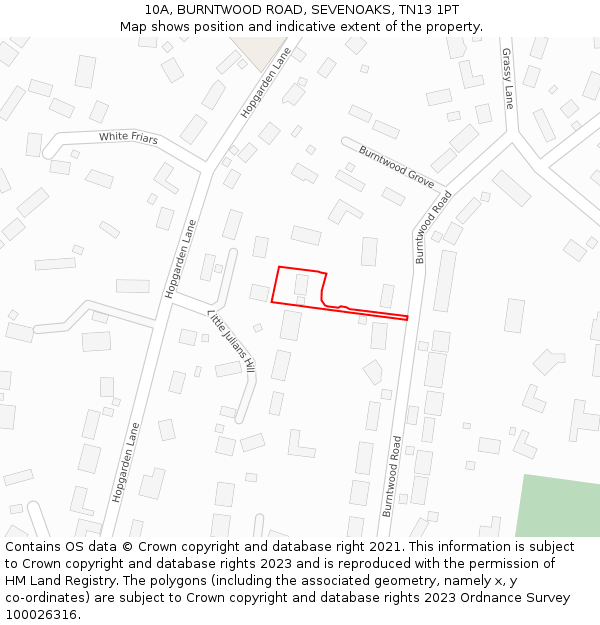 10A, BURNTWOOD ROAD, SEVENOAKS, TN13 1PT: Location map and indicative extent of plot
