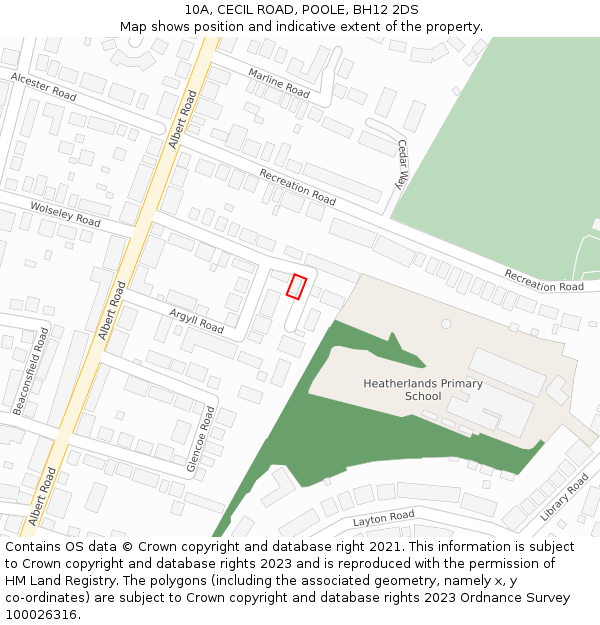 10A, CECIL ROAD, POOLE, BH12 2DS: Location map and indicative extent of plot
