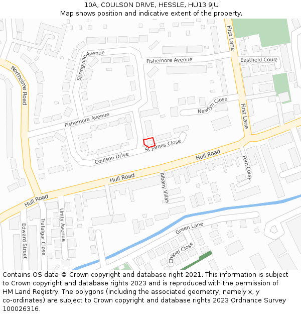 10A, COULSON DRIVE, HESSLE, HU13 9JU: Location map and indicative extent of plot