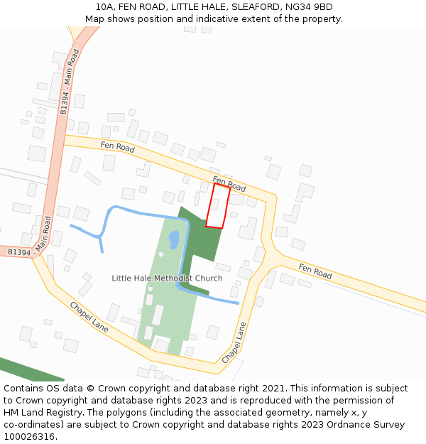 10A, FEN ROAD, LITTLE HALE, SLEAFORD, NG34 9BD: Location map and indicative extent of plot