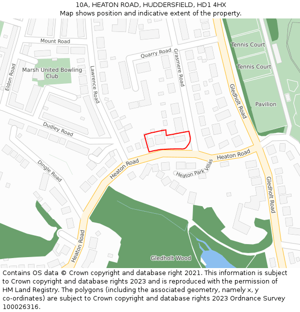 10A, HEATON ROAD, HUDDERSFIELD, HD1 4HX: Location map and indicative extent of plot