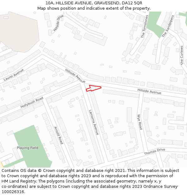 10A, HILLSIDE AVENUE, GRAVESEND, DA12 5QR: Location map and indicative extent of plot