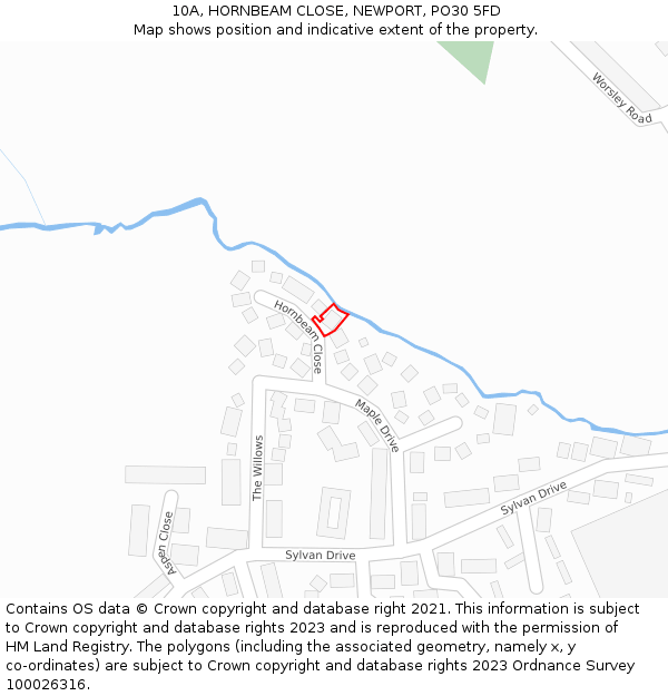 10A, HORNBEAM CLOSE, NEWPORT, PO30 5FD: Location map and indicative extent of plot