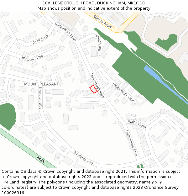10A, LENBOROUGH ROAD, BUCKINGHAM, MK18 1DJ: Location map and indicative extent of plot