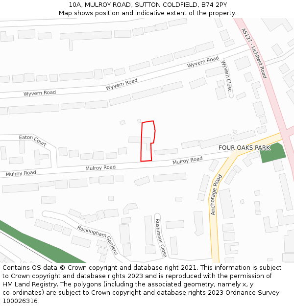10A, MULROY ROAD, SUTTON COLDFIELD, B74 2PY: Location map and indicative extent of plot