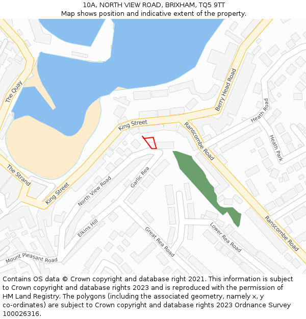 10A, NORTH VIEW ROAD, BRIXHAM, TQ5 9TT: Location map and indicative extent of plot