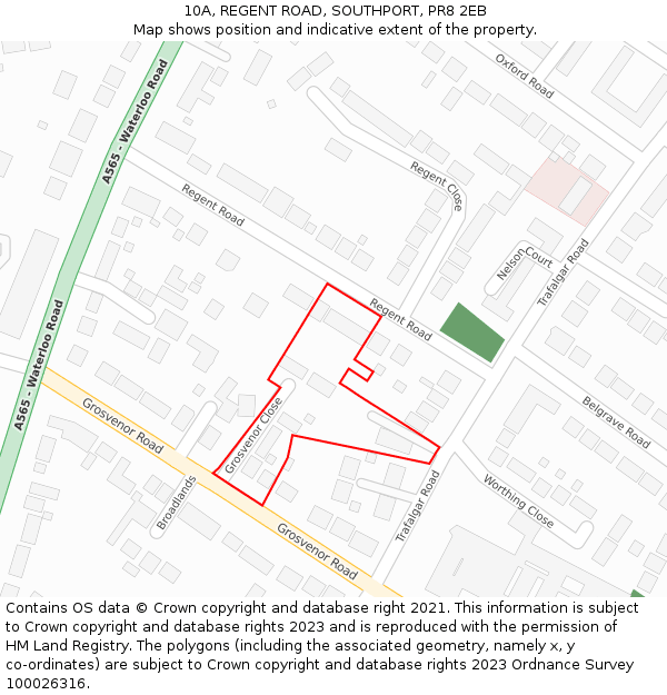 10A, REGENT ROAD, SOUTHPORT, PR8 2EB: Location map and indicative extent of plot