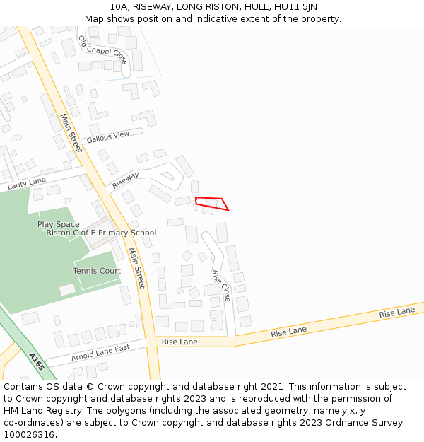 10A, RISEWAY, LONG RISTON, HULL, HU11 5JN: Location map and indicative extent of plot