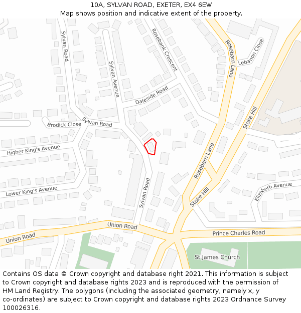 10A, SYLVAN ROAD, EXETER, EX4 6EW: Location map and indicative extent of plot