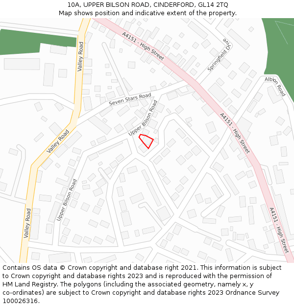 10A, UPPER BILSON ROAD, CINDERFORD, GL14 2TQ: Location map and indicative extent of plot