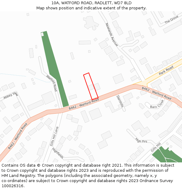 10A, WATFORD ROAD, RADLETT, WD7 8LD: Location map and indicative extent of plot