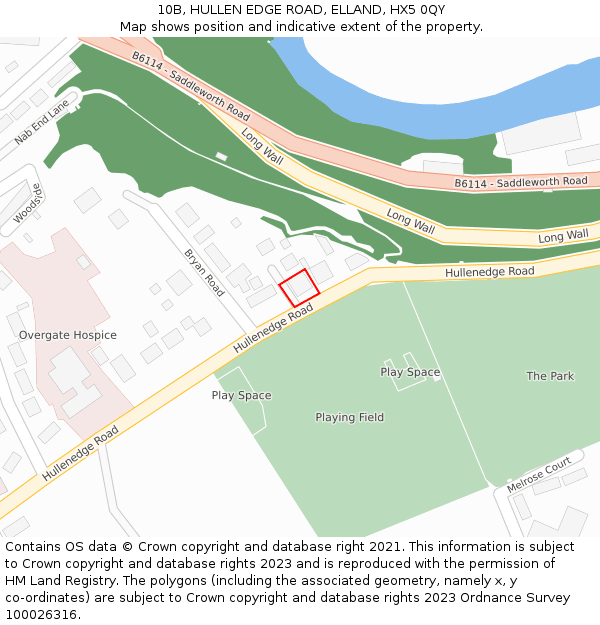 10B, HULLEN EDGE ROAD, ELLAND, HX5 0QY: Location map and indicative extent of plot