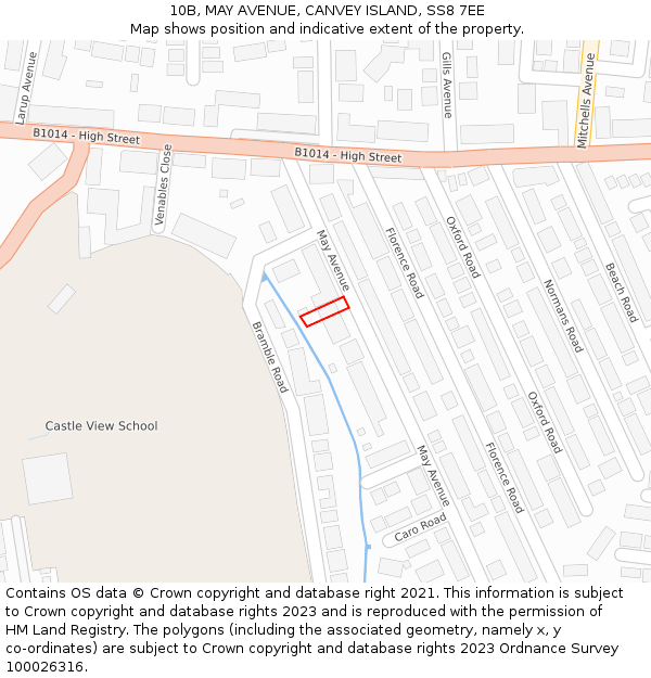 10B, MAY AVENUE, CANVEY ISLAND, SS8 7EE: Location map and indicative extent of plot