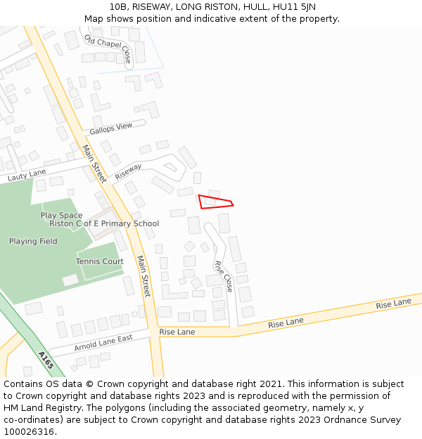 10B, RISEWAY, LONG RISTON, HULL, HU11 5JN: Location map and indicative extent of plot