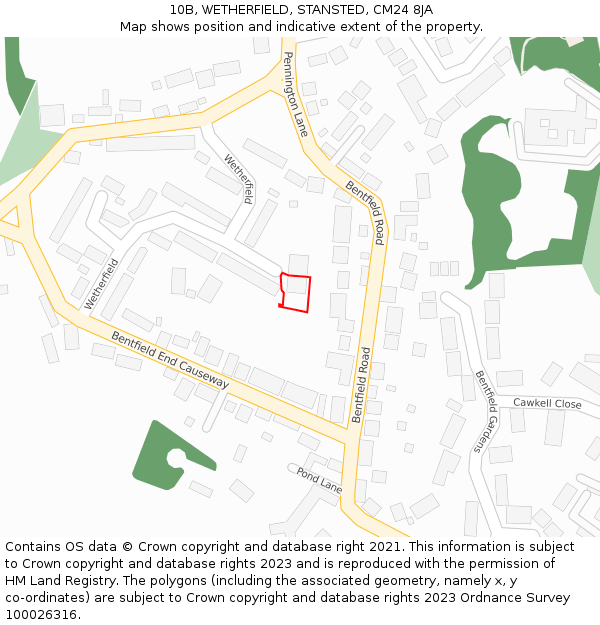 10B, WETHERFIELD, STANSTED, CM24 8JA: Location map and indicative extent of plot