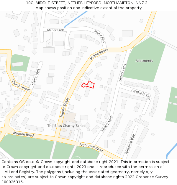 10C, MIDDLE STREET, NETHER HEYFORD, NORTHAMPTON, NN7 3LL: Location map and indicative extent of plot