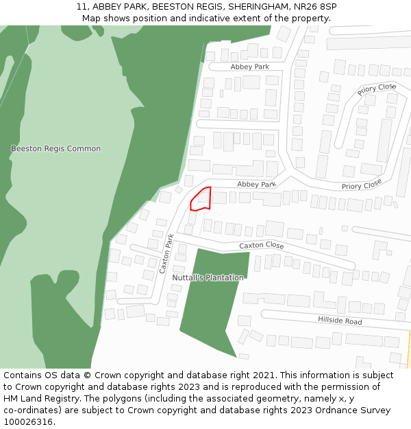 11, ABBEY PARK, BEESTON REGIS, SHERINGHAM, NR26 8SP: Location map and indicative extent of plot