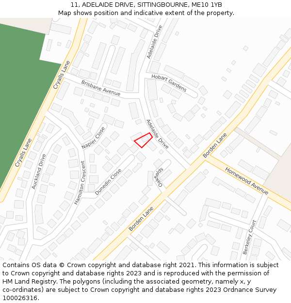 11, ADELAIDE DRIVE, SITTINGBOURNE, ME10 1YB: Location map and indicative extent of plot