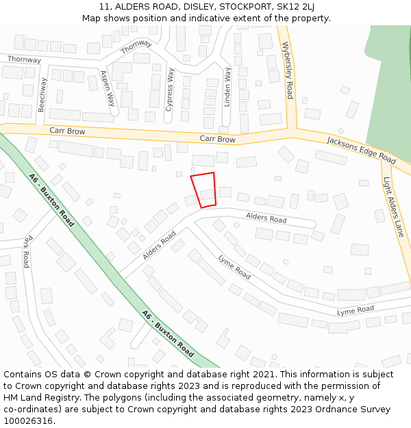 11, ALDERS ROAD, DISLEY, STOCKPORT, SK12 2LJ: Location map and indicative extent of plot
