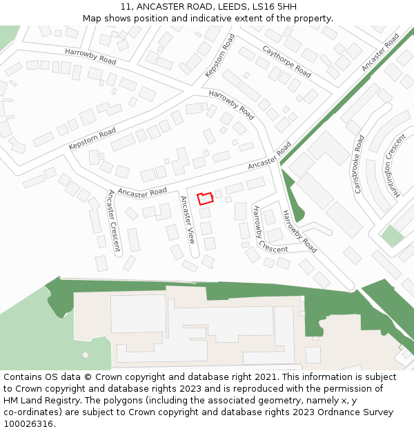 11, ANCASTER ROAD, LEEDS, LS16 5HH: Location map and indicative extent of plot