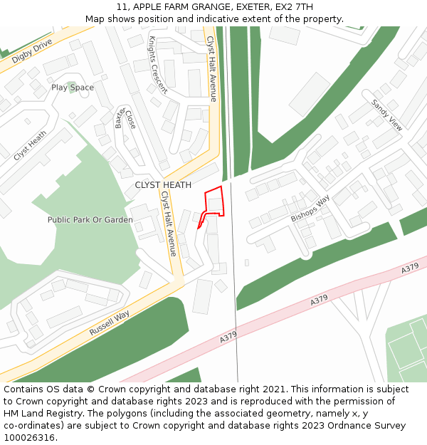 11, APPLE FARM GRANGE, EXETER, EX2 7TH: Location map and indicative extent of plot