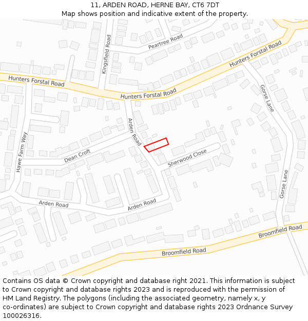 11, ARDEN ROAD, HERNE BAY, CT6 7DT: Location map and indicative extent of plot