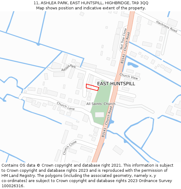 11, ASHLEA PARK, EAST HUNTSPILL, HIGHBRIDGE, TA9 3QQ: Location map and indicative extent of plot