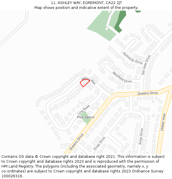 11, ASHLEY WAY, EGREMONT, CA22 2JT: Location map and indicative extent of plot