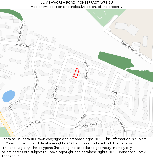 11, ASHWORTH ROAD, PONTEFRACT, WF8 2UJ: Location map and indicative extent of plot